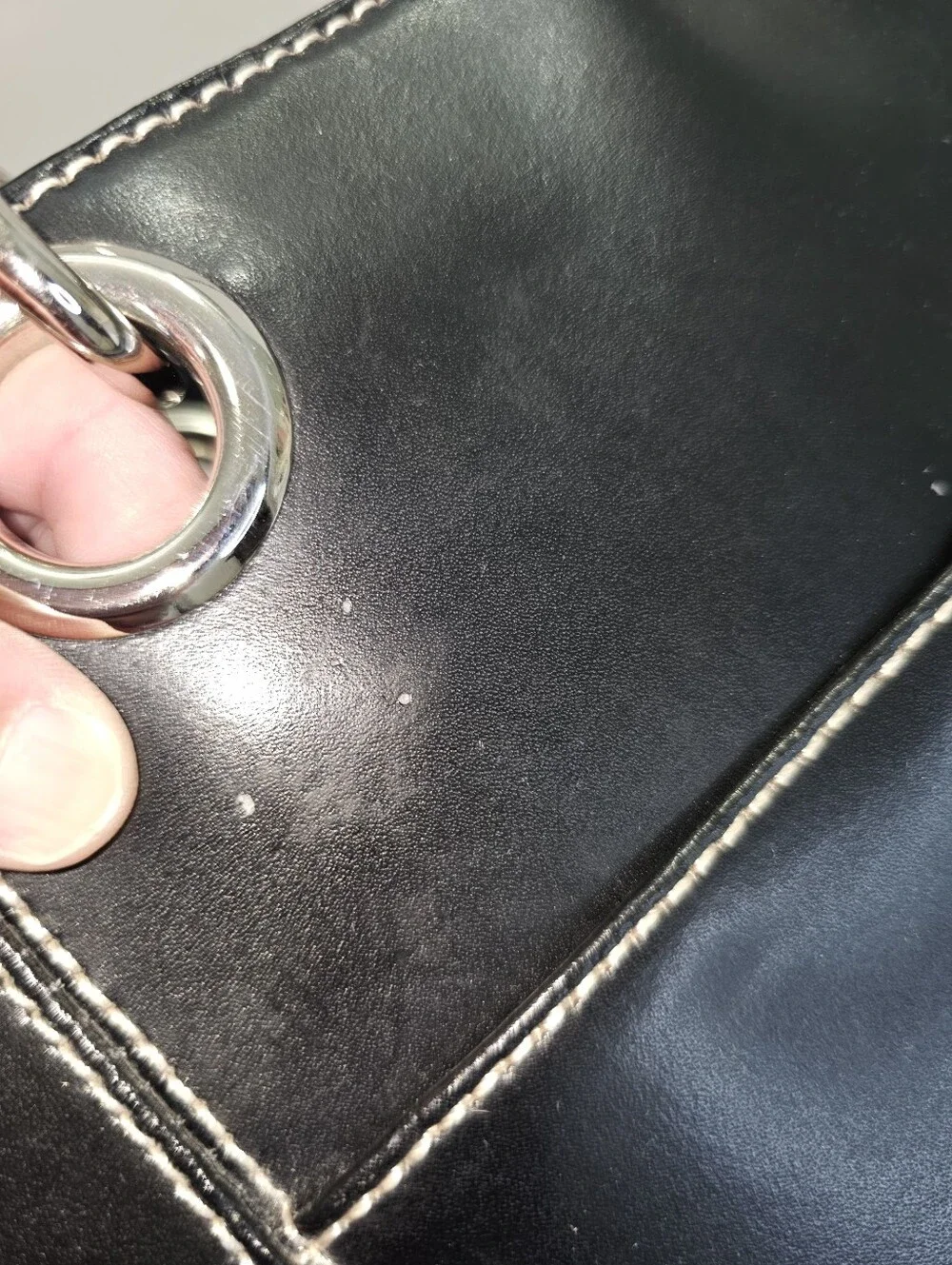 Wilsons Leather Black Leather Tote Bag with Contrast Stitching